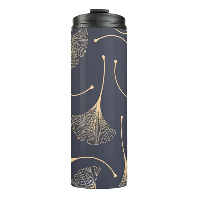 Termo Ginkgo deja un patrón floral sin mar (Anverso)