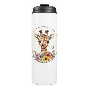 Termo Girafa Adorable Con Flores