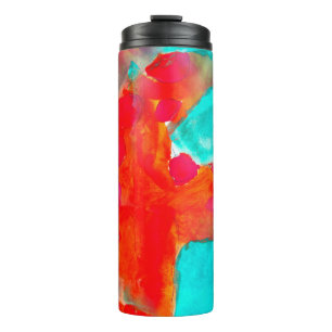 Termo Girafa sin foco, azul, acuarela naranja