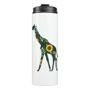 Termo Giraffe Chica girasol rumiante floral hawaiano Wo