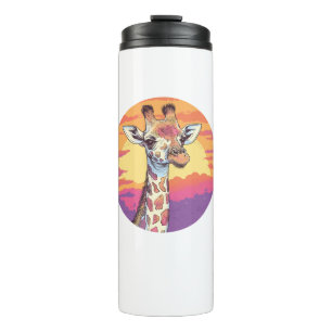 Termo Giraffe con Safari al atardecer y arte
