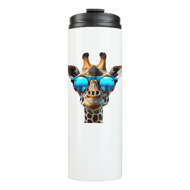 Termo Giraffe graciosa sonriente con gafas de sol (Anverso)