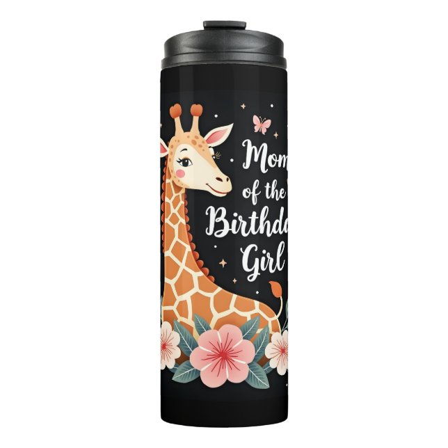 Termo Giraffe Mamá de la familia del Chica de cumpleaños (Anverso)