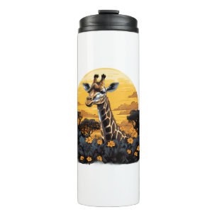 Termo Giraffe Sunset Floral Animal Art Savanna Naturalez
