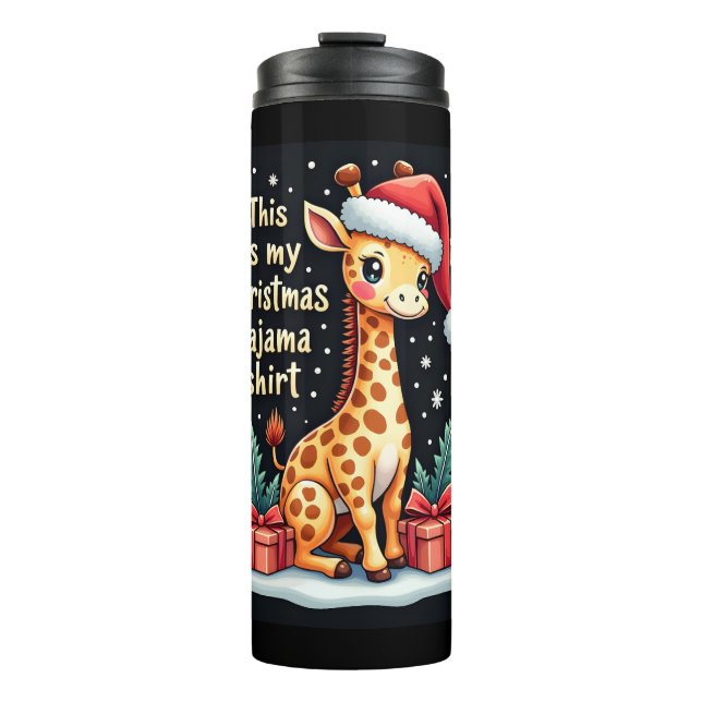 Termo Giraffe Usando Navidades de Santa Hat Pajam (Anverso)
