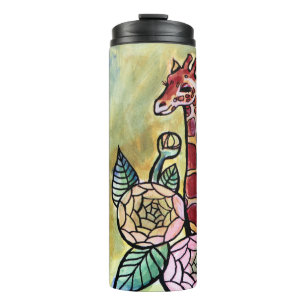 Termo Giraffe y flores Giraffes ilustracion florido