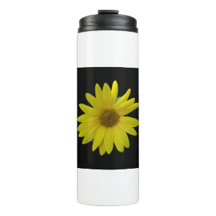 Termo Girasol amarillo sobre fondo negro