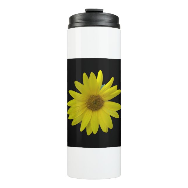 Termo Girasol amarillo sobre fondo negro (Anverso)