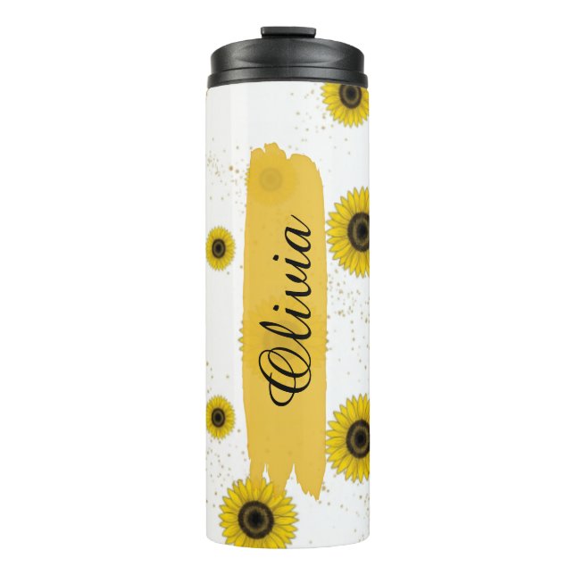 Termo Girasol Blanco Personalizado Térmico de 16oz (Anverso)