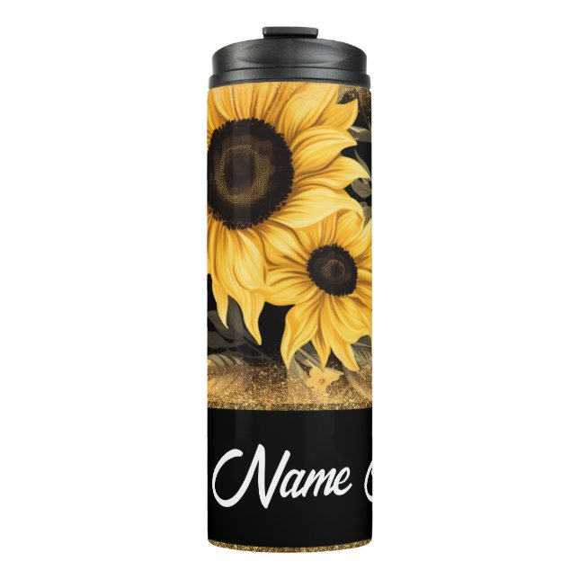 Termo Girasol personalizado y Tumbler Purpurina (Anverso)
