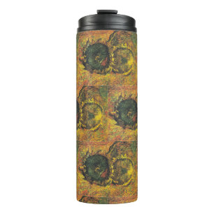 Termo Girasoles de Van Gogh - Arte Floral Dorado Vintage