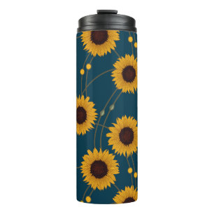 Termo Girasoles florales retro amarillos al azar Art Nou