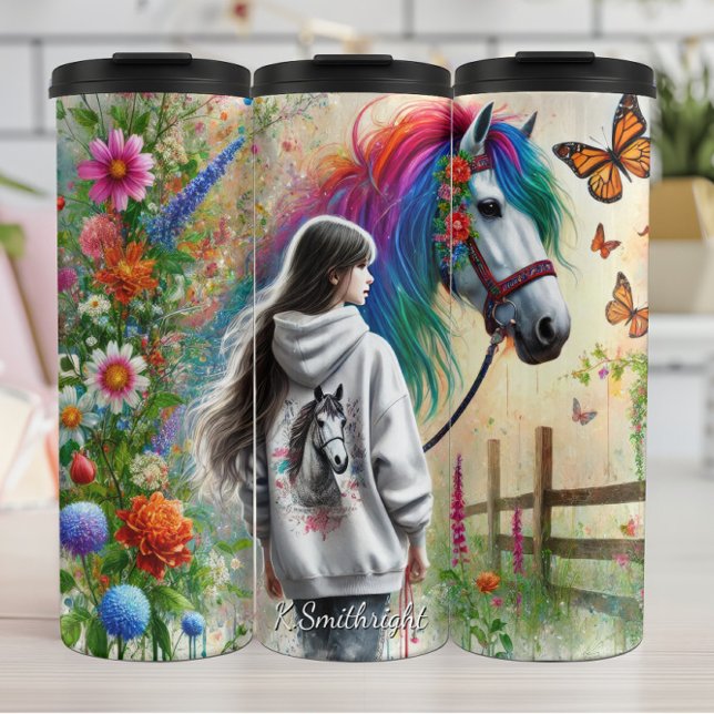 Termo Girl Rainbow Horse Butterfly Meadow Magic (Subido por el creador)