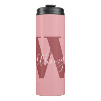 Girly Monograma y Nombre Rojo rosa
