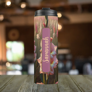 Termo Gladiolus 12 oz. de flor de parto personalizado de