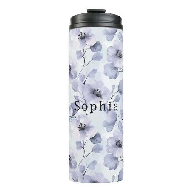 Termo Glam de plata rosada Resumen Círculos (Anverso)