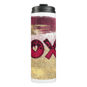 Termo Glam Glitter Oro Rojo Luxe XOXO San Valentín 