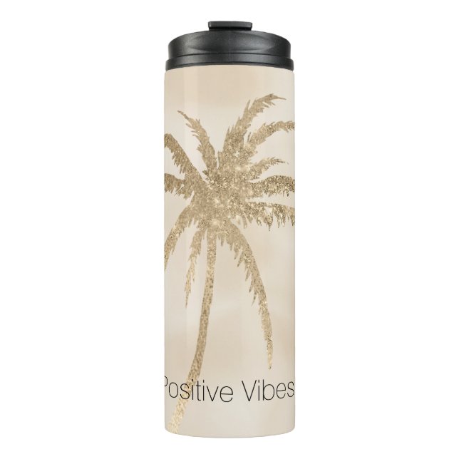 Termo Glam Gold Tropical Palm Tree Ombre (Anverso)
