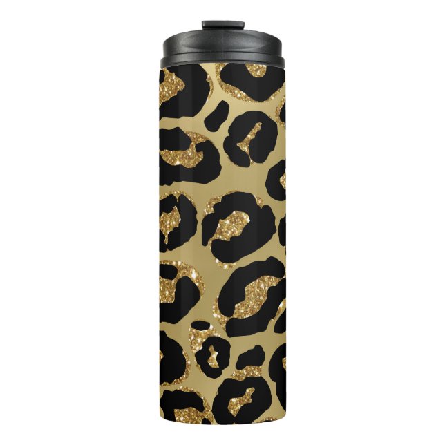 Termo *~* Glam LEOPARD GOLD Purpurina Thermal Tumbler (Anverso)