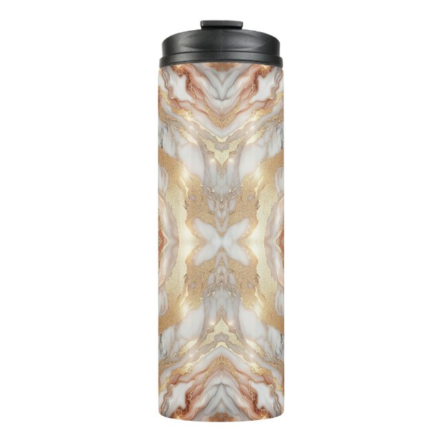 Termo Glam Rosa Gold Luxurious Trendy Marble Butterfly (Anverso)