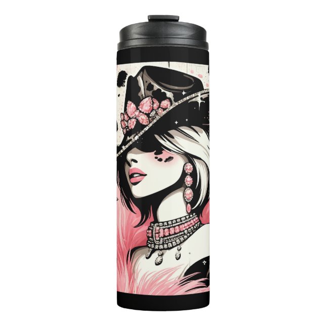 Termo Glam rústico vaquero estampado de cuero de vaca ro (Anverso)