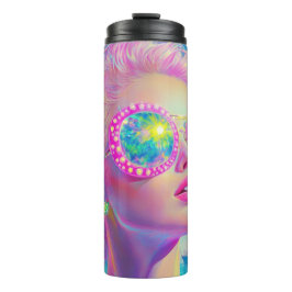 Termo Glamorosa mujer neón con gafas de espuma