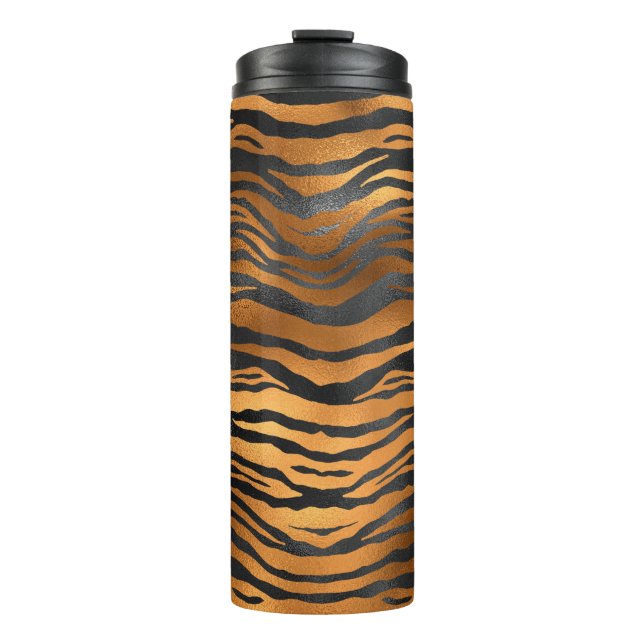 Termo Glamorous Black Brown Tiger Stripes Animal Print (Anverso)