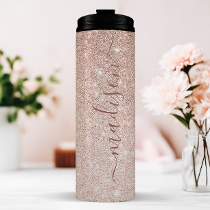 Termo Glitter de oro rosa personalizado