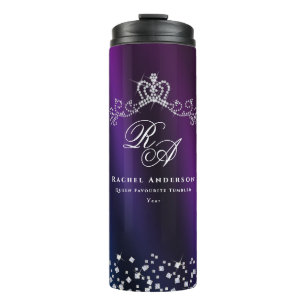 Termo Glittering Crown Monograma Azul morado