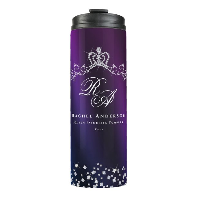 Termo Glittering Crown Monograma Azul morado (Anverso)