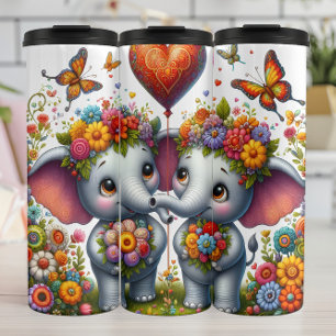 Termo Globo en Forma de Corazón Floral de Elefante Bebé