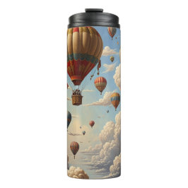 Termo Globos de aire caliente Nubes de cielo azul Vintag