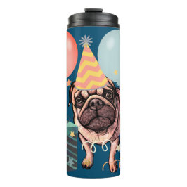 Termo Globos de celebración de la fiesta de Pug Confeti