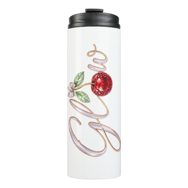 Termo Glow Cherry – Glam Thermal Tumbler (Anverso)