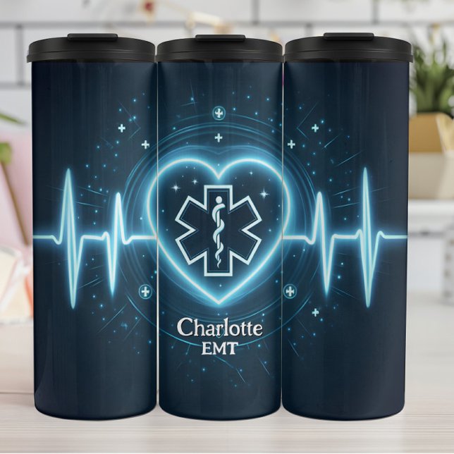 Termo Glowing EMT Heartbeat Personalize Design (Subido por el creador)