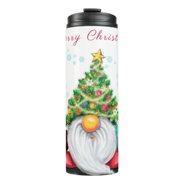 Termo Gnome con Tumbler Termal Gorra de Árbol de Navidad (Anverso)