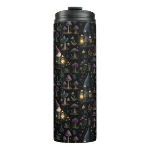 Termo Gnome de fantasía oscura y patrón de hongos