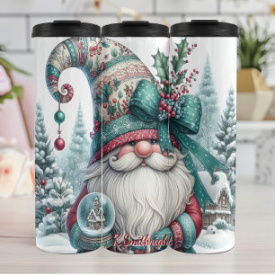 Termo Gnome de vacaciones con cabaña de cinta