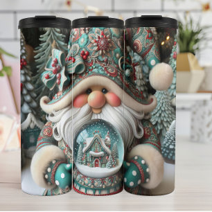 Termo Gnome de vacaciones con glóbulo de nieve