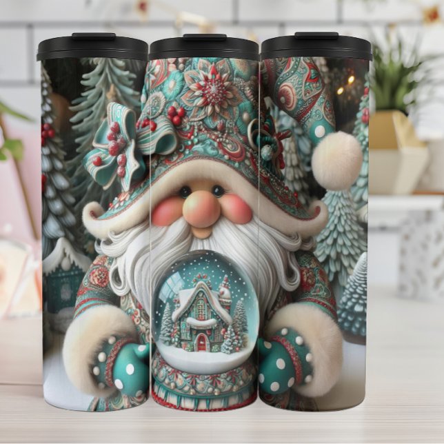 Termo Gnome de vacaciones con glóbulo de nieve (Subido por el creador)