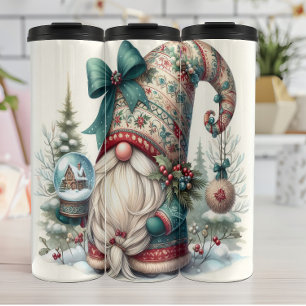 Termo Gnome de vacaciones con Gorra Navidad