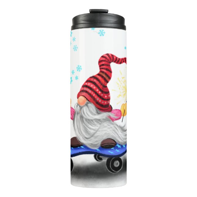 Termo Gnome del patinador termal Tumbler navidades con r (Anverso)