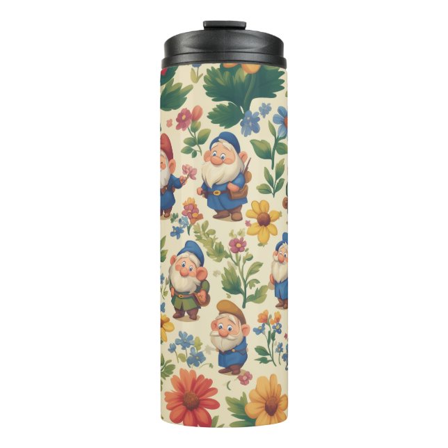 Termo Gnome un diseño de patrones de flores (Anverso)