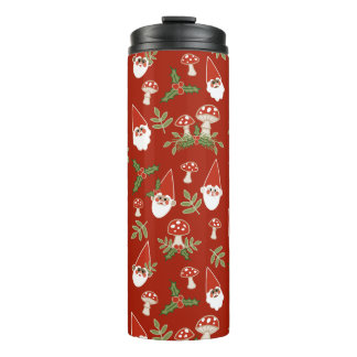 Termo Gnomes and Mushrooms on Cranberry Thermal Tumbler