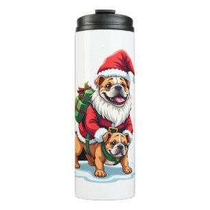 Termo Gnomo montando perro bulldog inglés Navidad Xmas n