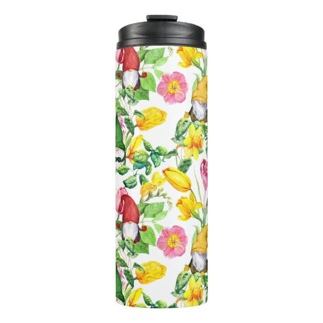 Termo gnomos escandinavos: acuarela floral de primavera. (Anverso)