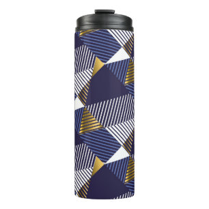 Termo Gold Blue Luxury: Patrón sin soldadura geométrica