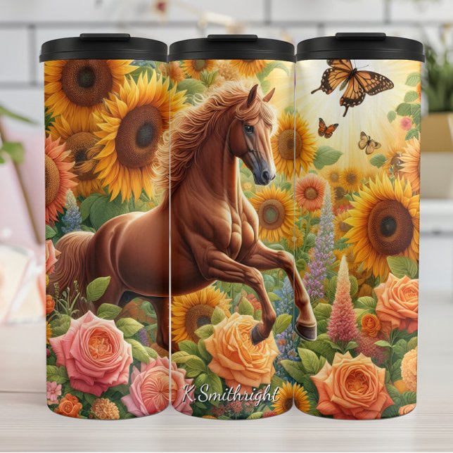 Termo Golden Horse Sunflower Rose Field (Subido por el creador)