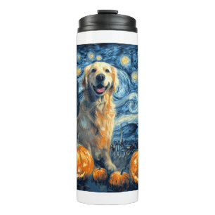 Termo Golden Retriever Calabaza Noche Estrellada Perro M