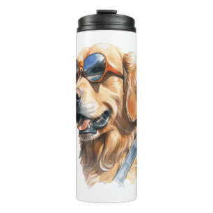 Termo Golden Retriever con gafas de sol